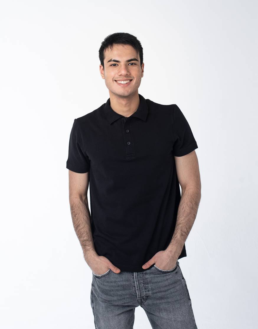 Чёрная рубашка ПОЛО с эластаном мужская оптом
